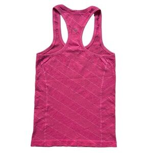 Lululemon Athletica Womens Size 4 Pink Magenta Stripe Textured Swiftly Tech Tank